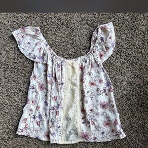 Forever 21 Floral Lace Accent Blouse